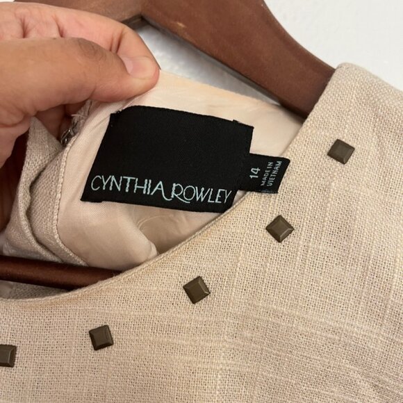 Cynthia Rowley Linen and Cotton Blend Maxi Dress Stud Detail Classy Career Sz14 - Picture 3 of 10